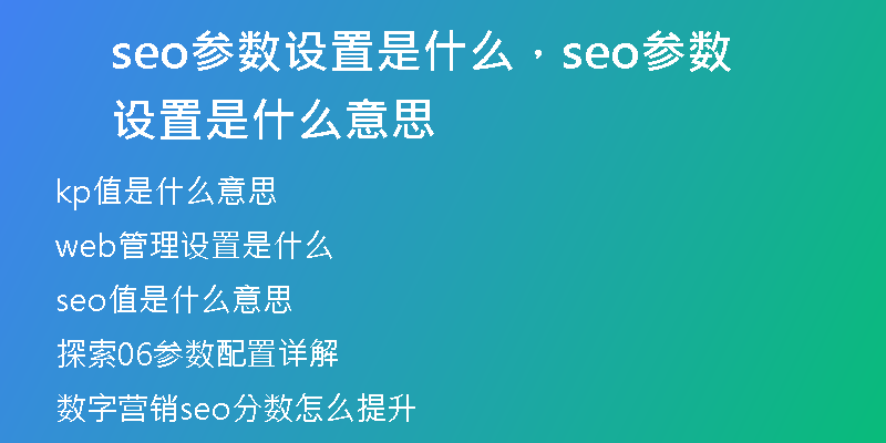 seo参数设置是什么，seo参数设置是什么意思