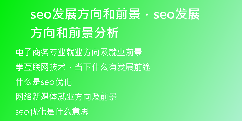 seo发展方向和前景，seo发展方向和前景分析