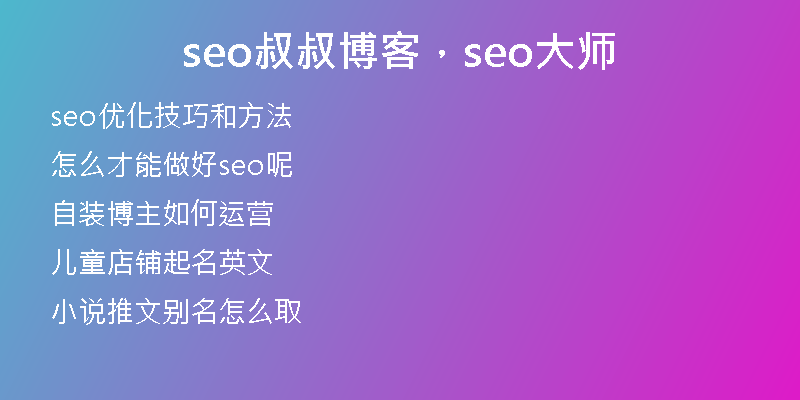 seo叔叔博客，seo大师