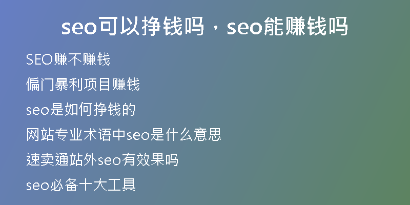 seo可以挣钱吗，seo能赚钱吗