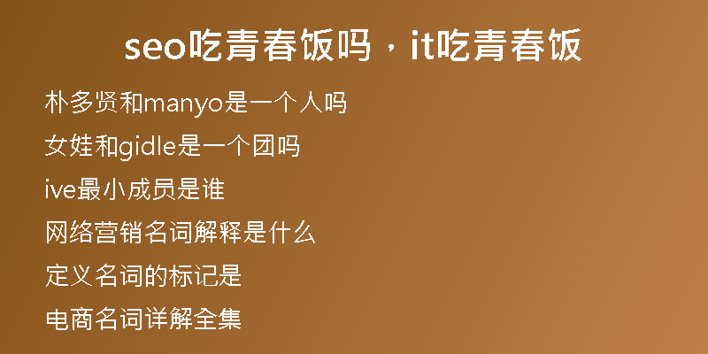 seo吃青春饭吗，it吃青春饭