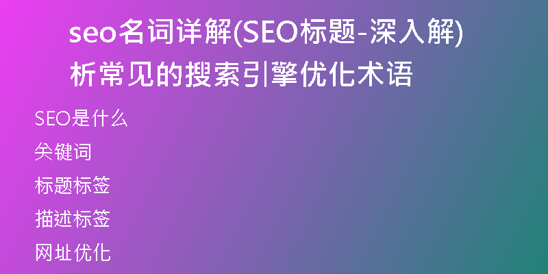 seo名词详解(SEO标题-深入解析常见的搜索引擎优化术语)