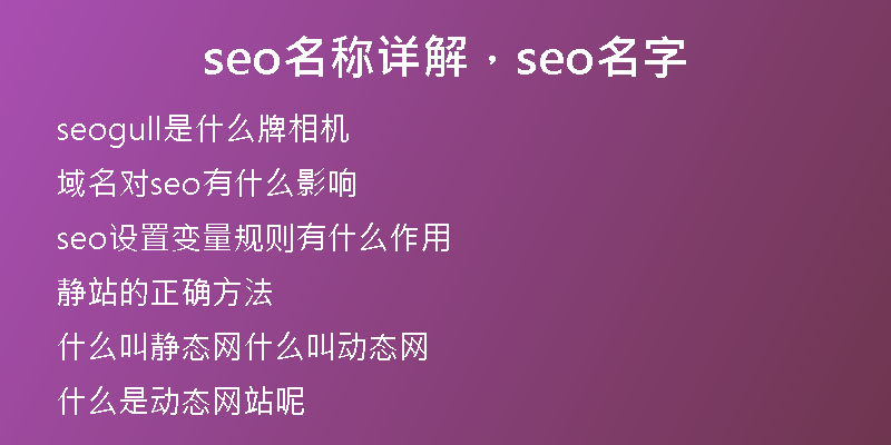 seo名称详解，seo名字