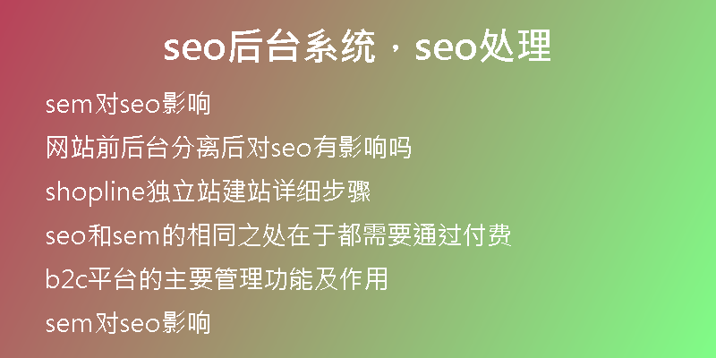 seo后台系统，seo处理