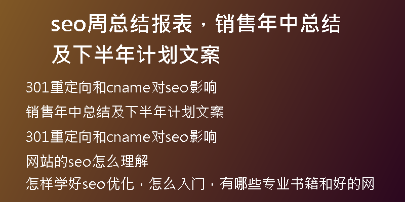 seo周总结报表，销售年中总结及下半年计划文案