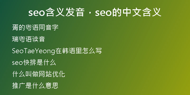 seo含义发音，seo的中文含义