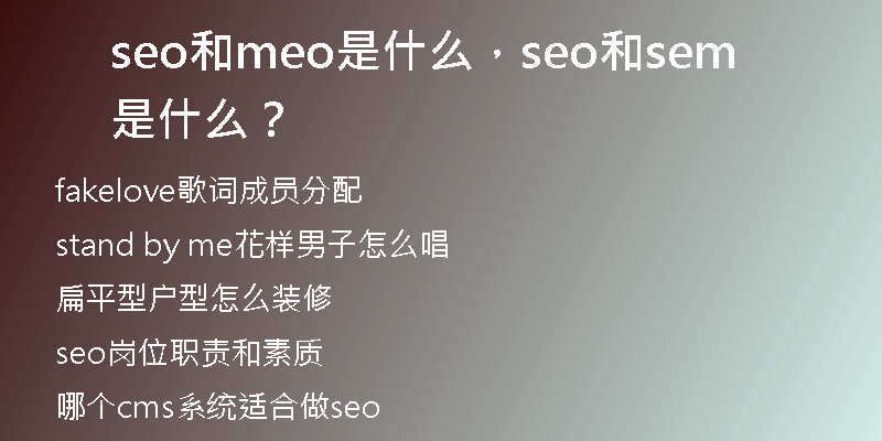 seo和meo是什么，seo和sem是什么？