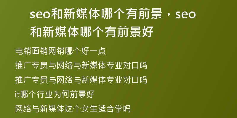 seo和新媒体哪个有前景，seo和新媒体哪个有前景好