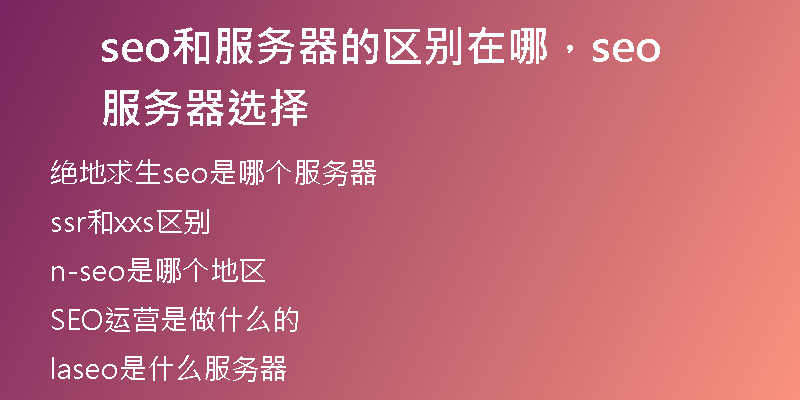 seo和服务器的区别在哪，seo服务器选择
