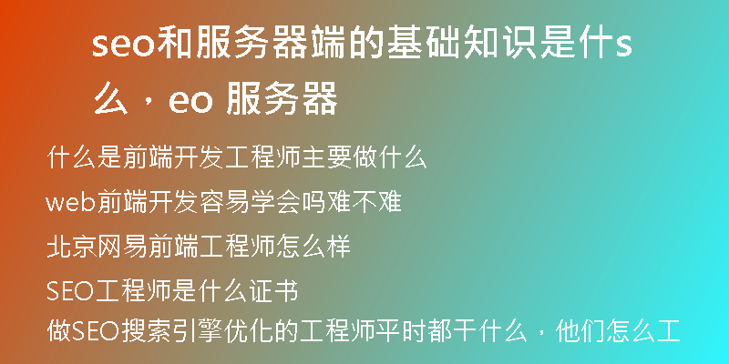 seo和服务器端的基础知识是什么，seo 服务器