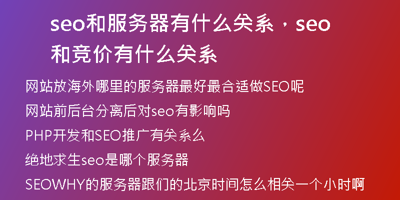 seo和服务器有什么关系，seo和竞价有什么关系