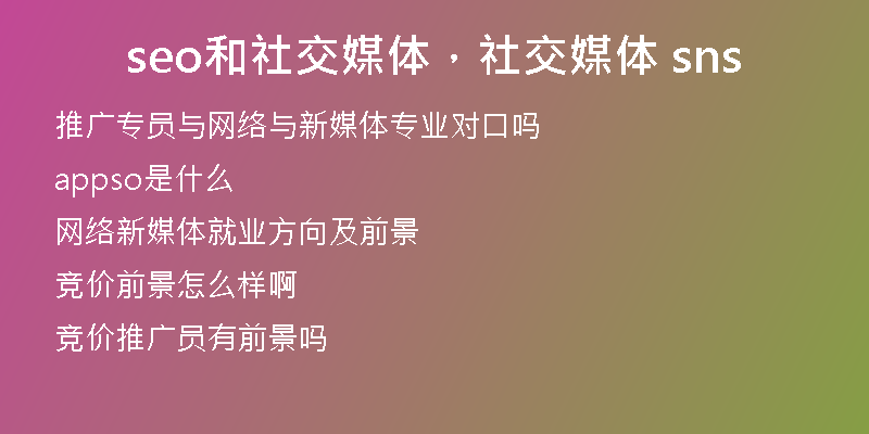 seo和社交媒体，社交媒体 sns