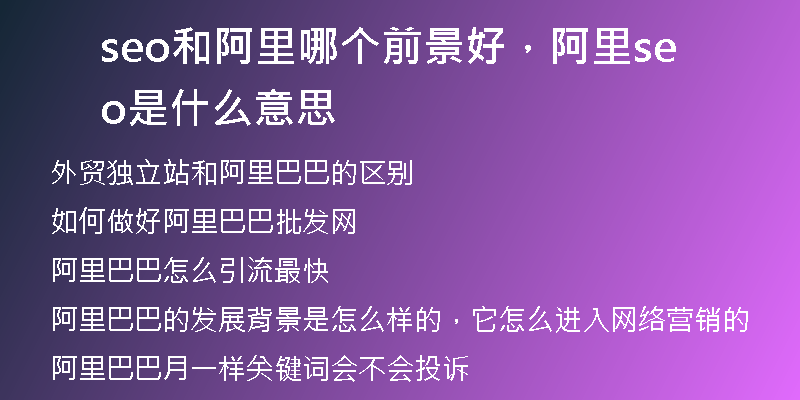 seo和阿里哪个前景好，阿里seo是什么意思
