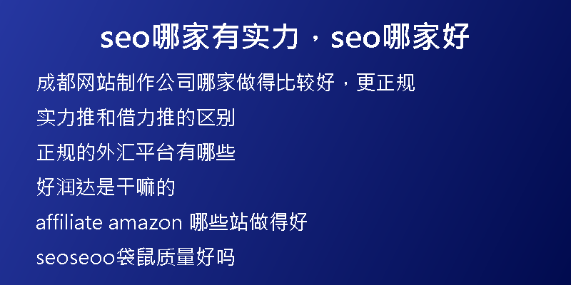 seo哪家有实力，seo哪家好