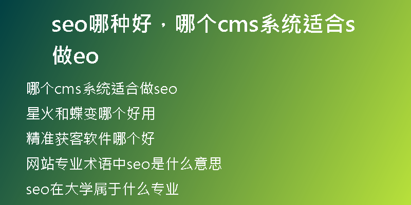seo哪种好，哪个cms系统适合做seo