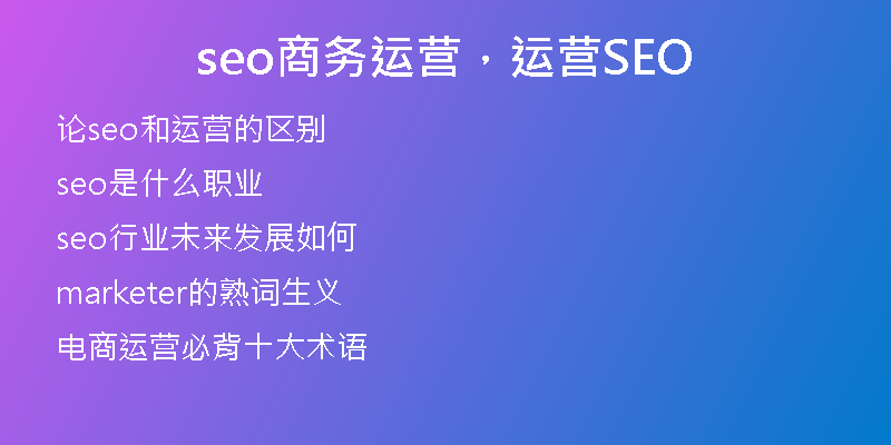 seo商务运营，运营SEO