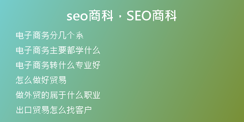seo商科，SEO商科