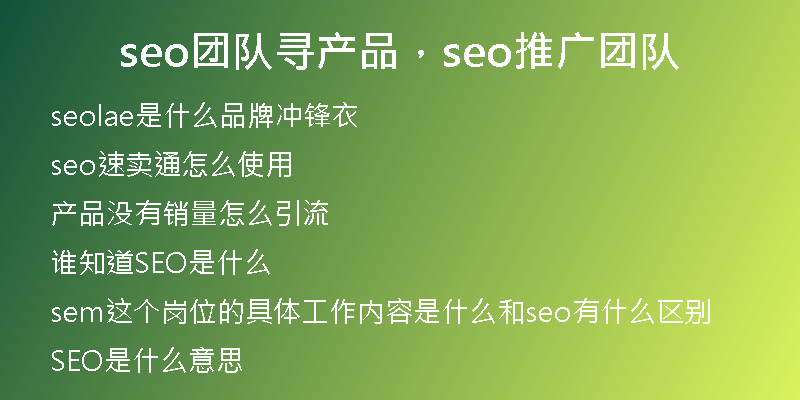 seo团队寻产品，seo推广团队
