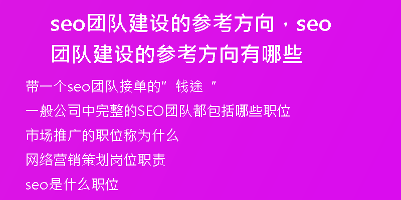 seo团队建设的参考方向,seo团队建设的参考方向有哪些