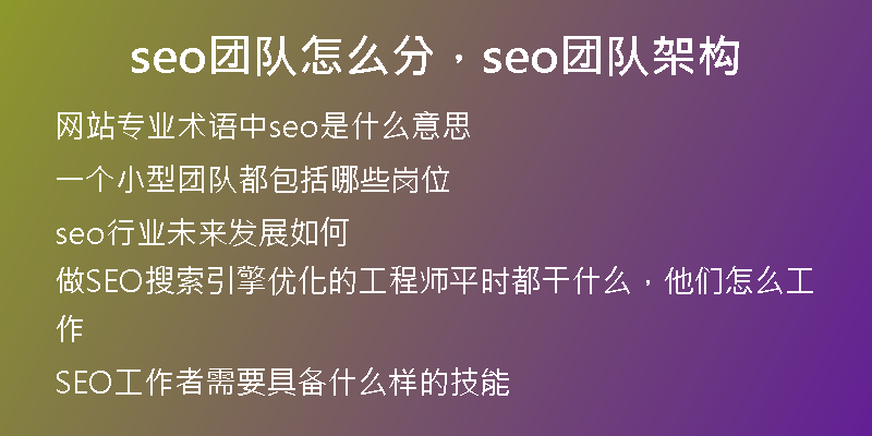 seo团队怎么分，seo团队架构