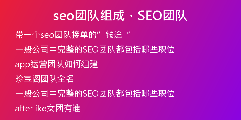 seo团队组成,SEO团队