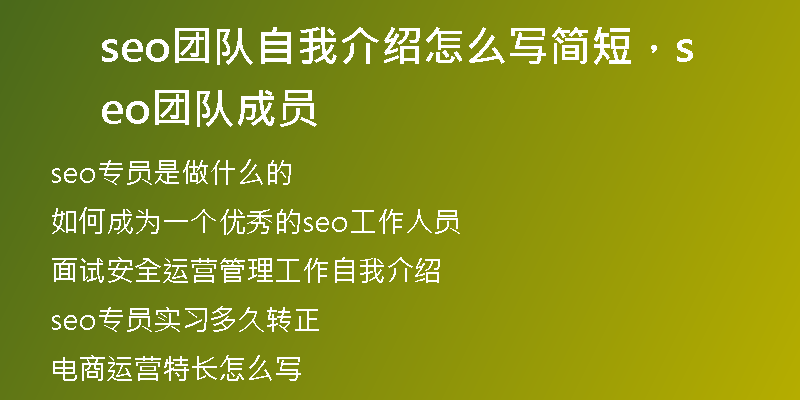 seo团队自我介绍怎么写简短，seo团队成员
