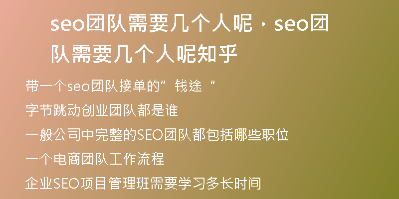 seo团队需要几个人呢，seo团队需要几个人呢知乎