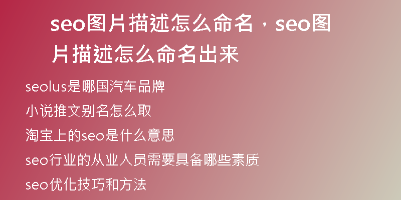 seo图片描述怎么命名，seo图片描述怎么命名出来