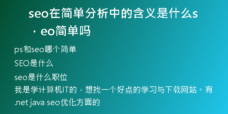 seo在简单分析中的含义是什么，seo简单吗