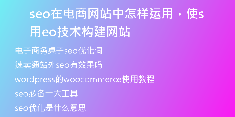 seo在电商网站中怎样运用，使用seo技术构建网站