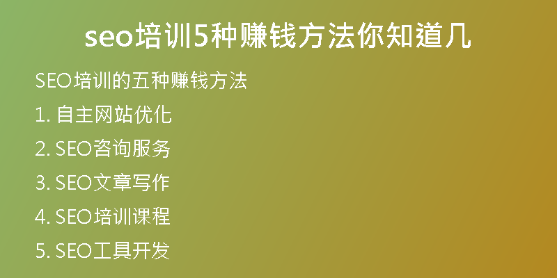 seo培训5种赚钱方法你知道几
