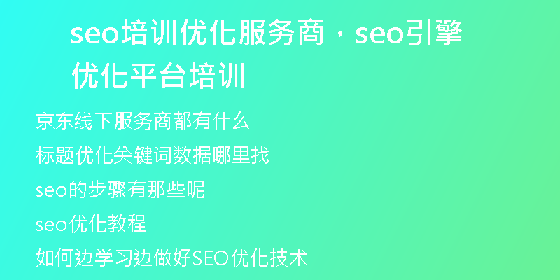 seo培训优化服务商，seo引擎优化平台培训
