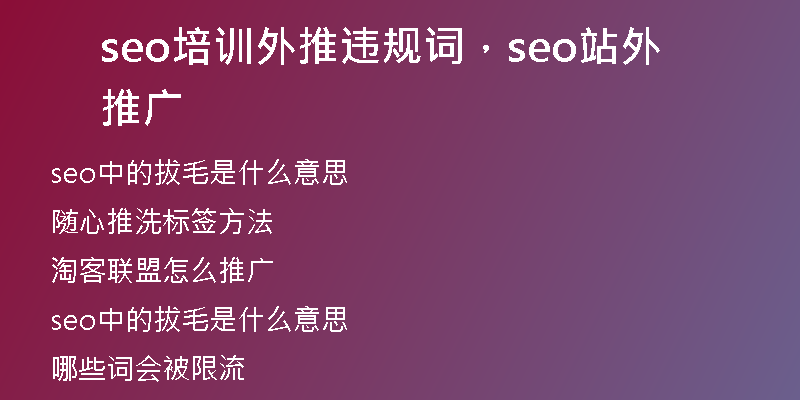 seo培训外推违规词，seo站外推广