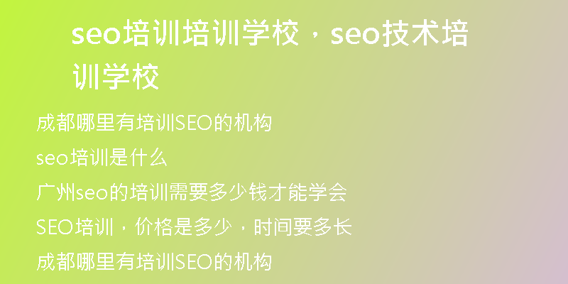 seo培训培训学校，seo技术培训学校