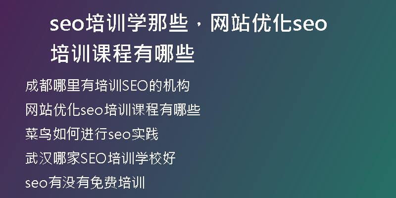 seo培训学那些,网站优化seo培训课程有哪些