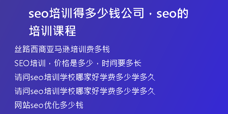 seo培训得多少钱公司，seo的培训课程