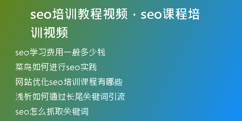 seo培训教程视频，seo课程培训视频