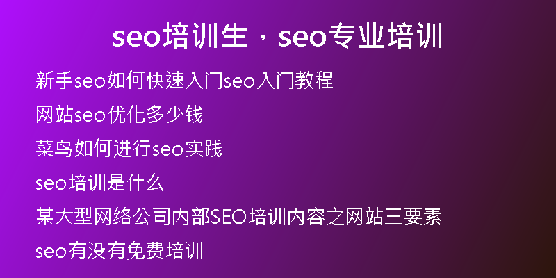 seo培训生，seo专业培训
