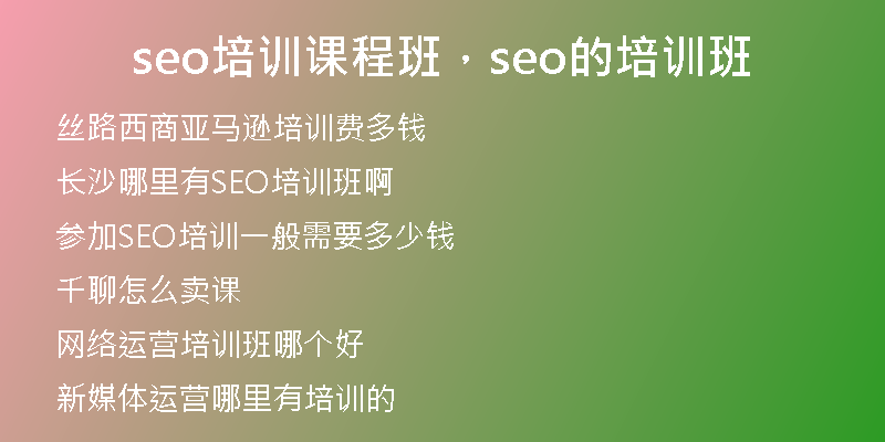 seo培训课程班，seo的培训班