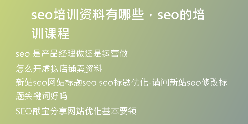 seo培训资料有哪些，seo的培训课程