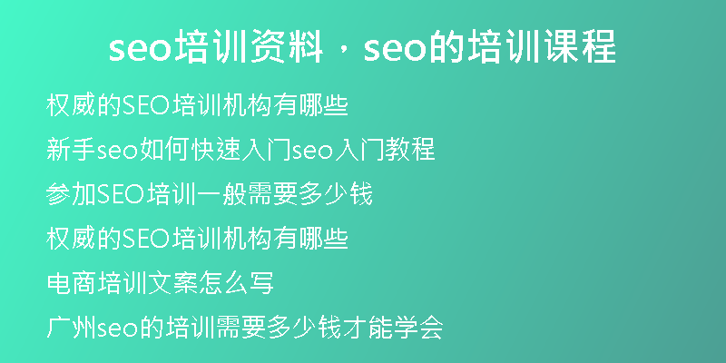 seo培训资料，seo的培训课程