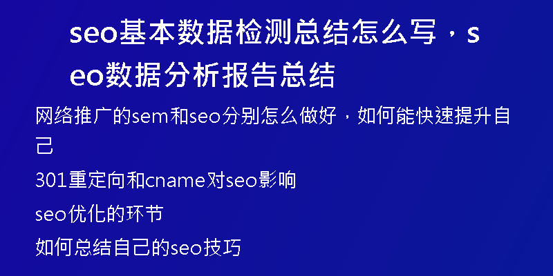 seo基本数据检测总结怎么写，seo数据分析报告总结