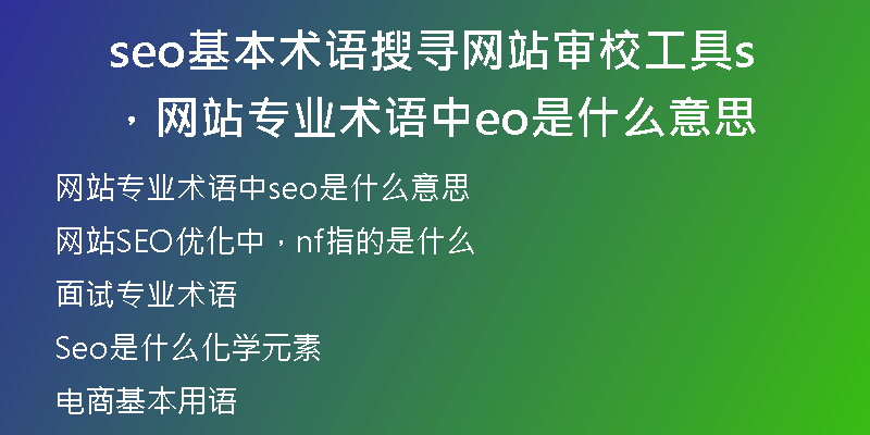 seo基本术语搜寻网站审校工具，网站专业术语中seo是什么意思