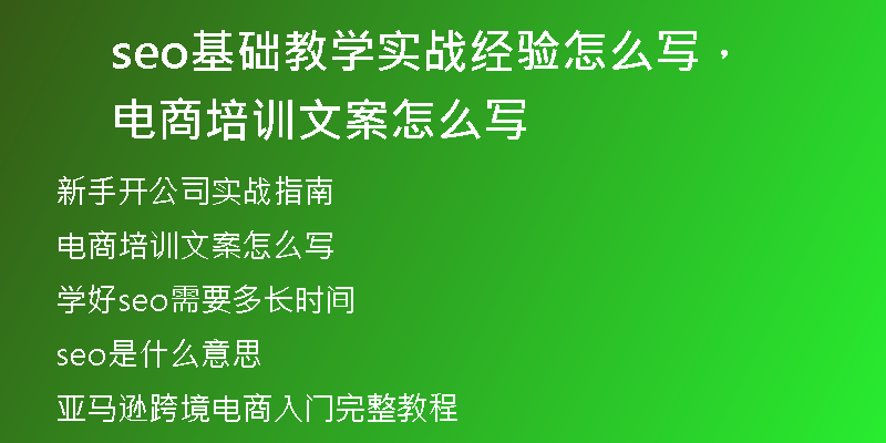 seo基础教学实战经验怎么写，电商培训文案怎么写