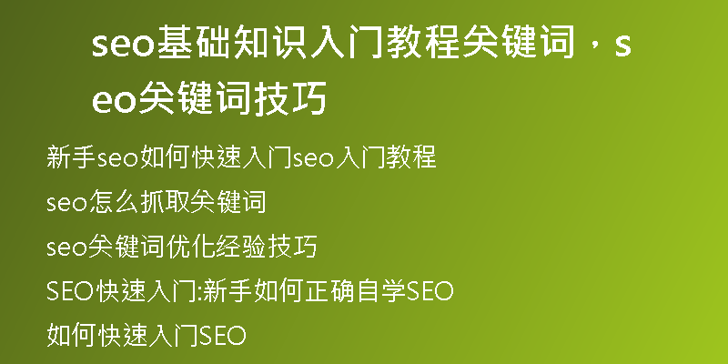seo基础知识入门教程关键词，seo关键词技巧