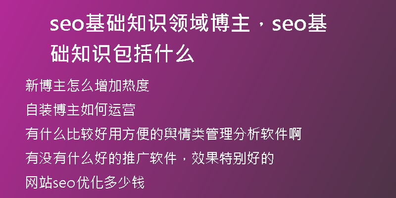 seo基础知识领域博主,seo基础知识包括什么