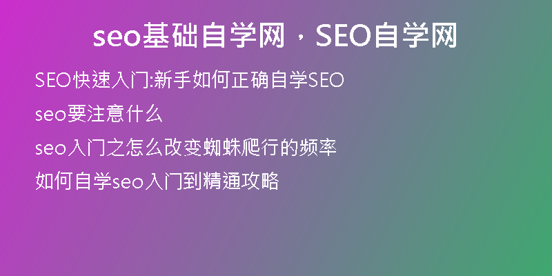 seo基础自学网，SEO自学网