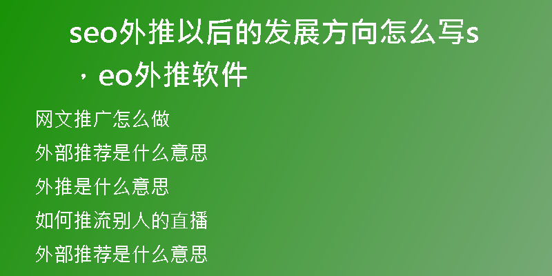 seo外推以后的发展方向怎么写，seo外推软件