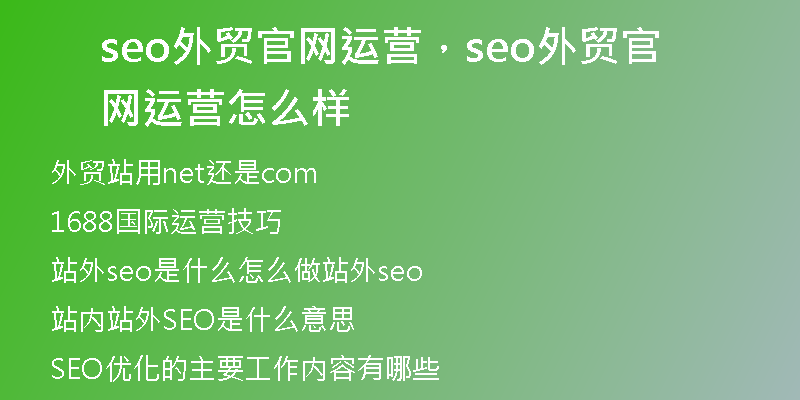 seo外贸官网运营，seo外贸官网运营怎么样