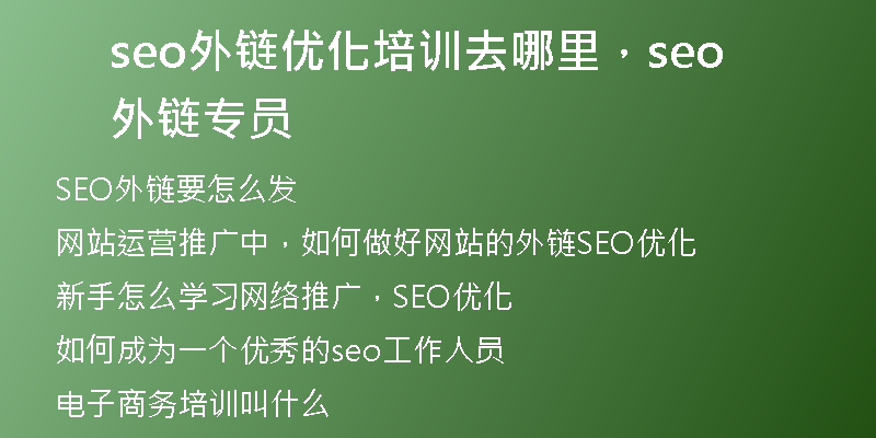 seo外链优化培训去哪里，seo外链专员